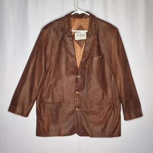 Remy Soft Brown Leather Jacket Mens 50 Large Quiet Luxury Old Money Fight Club